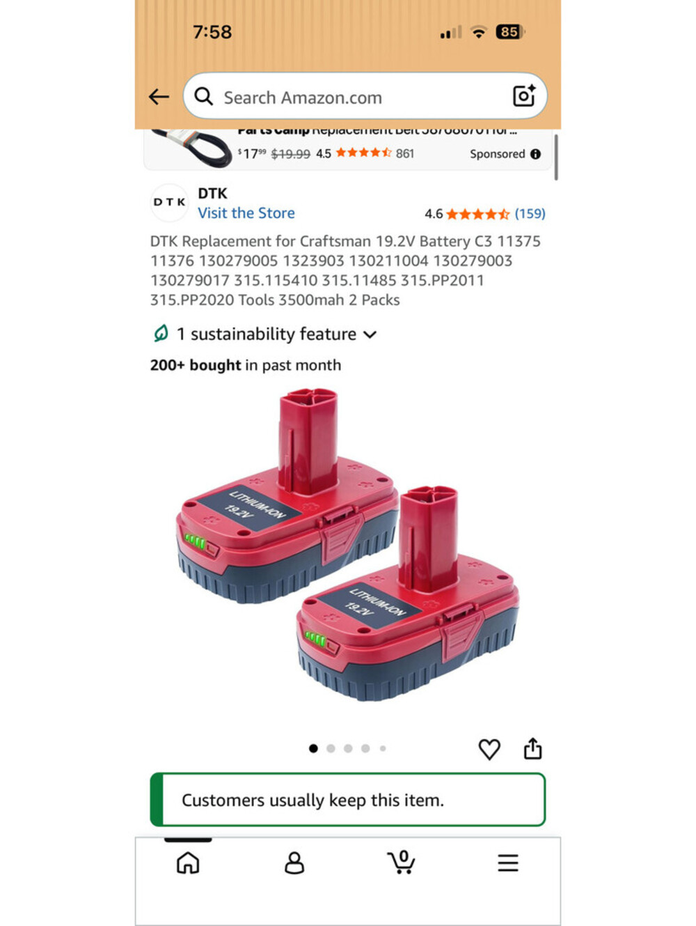 2-Pack DTK 19.2V 3500mAh Lithium Battery Replacement for Craftsman C3 Power Tool